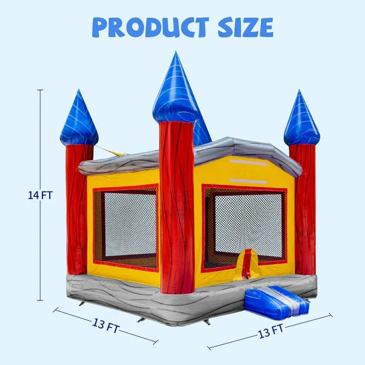 14 FT GOOSH Commercial-Grade Bounce House Castle – Durable Bouncer with Safety Net & Basketball Hoop for Kids’ Fun