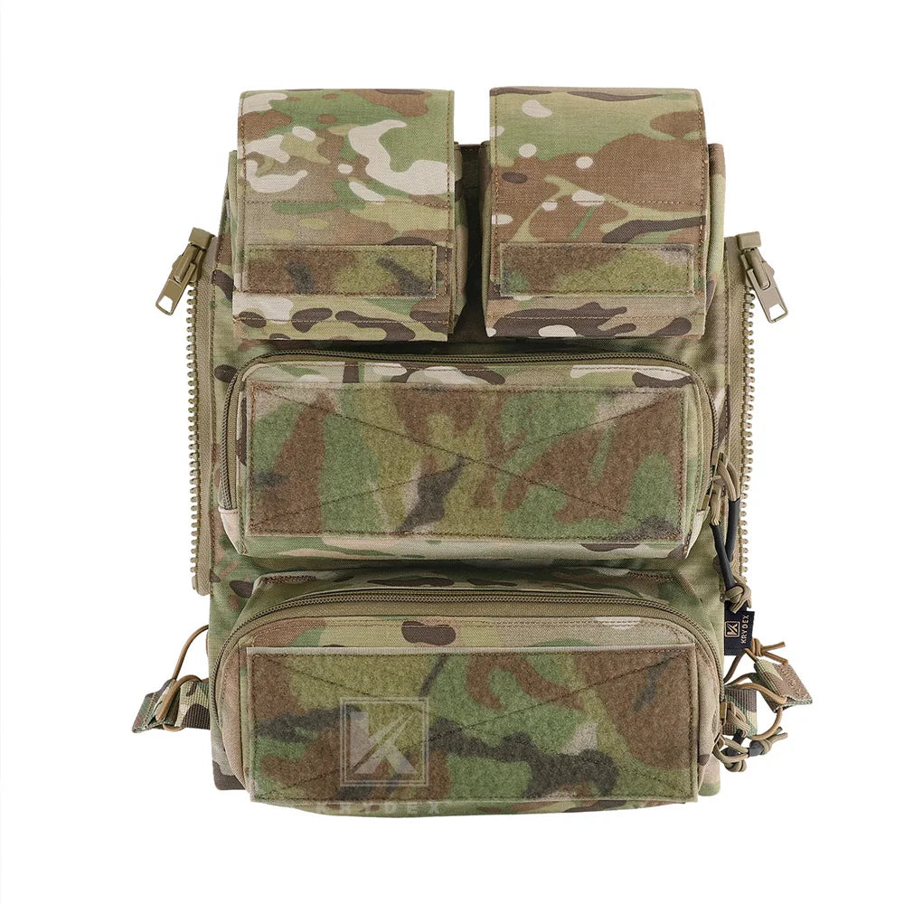 KRYDEX Tactical Modular Back Panel Backpack Zip On Molle Pouch Bag With Mag Pouch for AVS JPC 2.0 CPC Vest Hunting Accessories