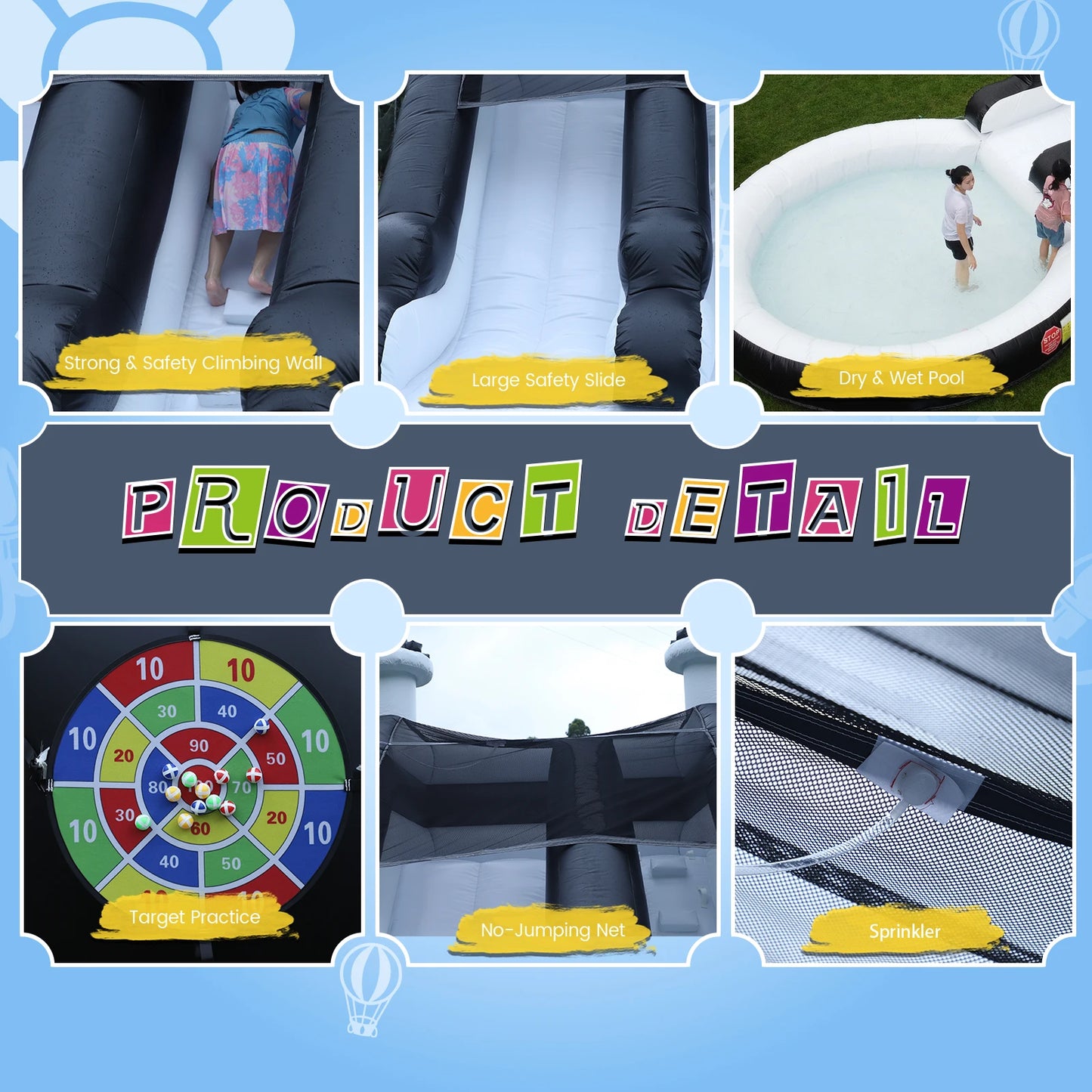 Inflatable Water Slide with Big Pool PVC Children's trampoline, children's slide, children's playground, water pool, bubble pool