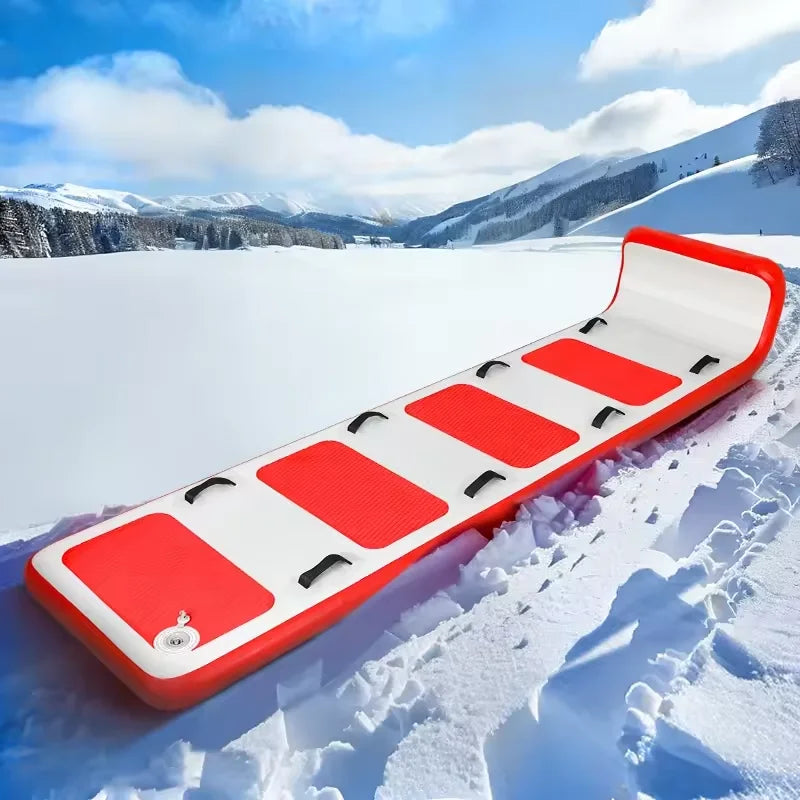 Foldable Pvc Towable Snow Tube Winter Sports Inflatable Toboggan Drop Stitch Snow Sled With Handles For Adult Kids Outdoor Fun