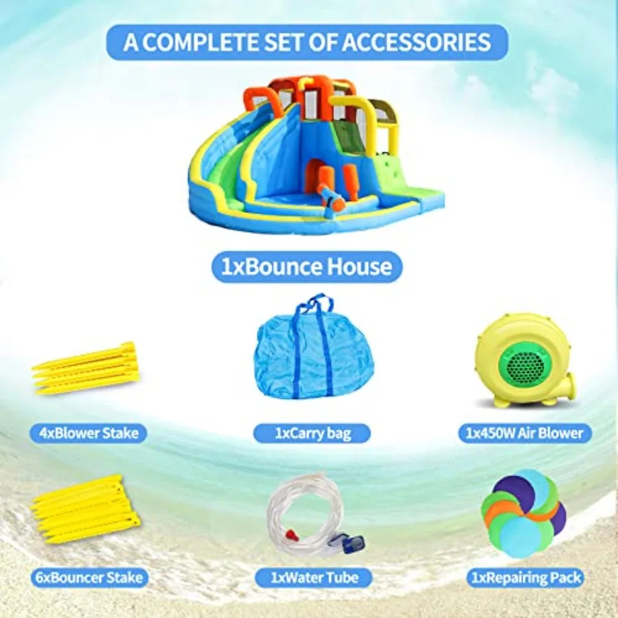 Inflatable Water Slide Bounce HouseBouncy Castle for Outdoor Inflatable Water Park with Slide for Backyard Party Jump House for