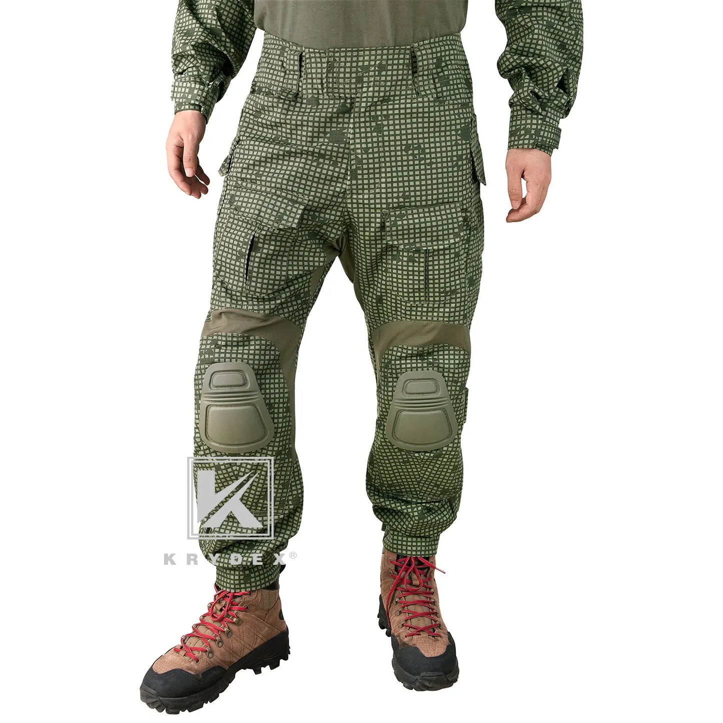 KRYDEX Camouflage Tactical Combat Pants Tactical Combat Trousers Knee Pads Outdoor Hunting Uniform Gear