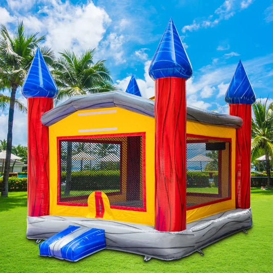14 FT GOOSH Commercial-Grade Bounce House Castle – Durable Bouncer with Safety Net & Basketball Hoop for Kids’ Fun