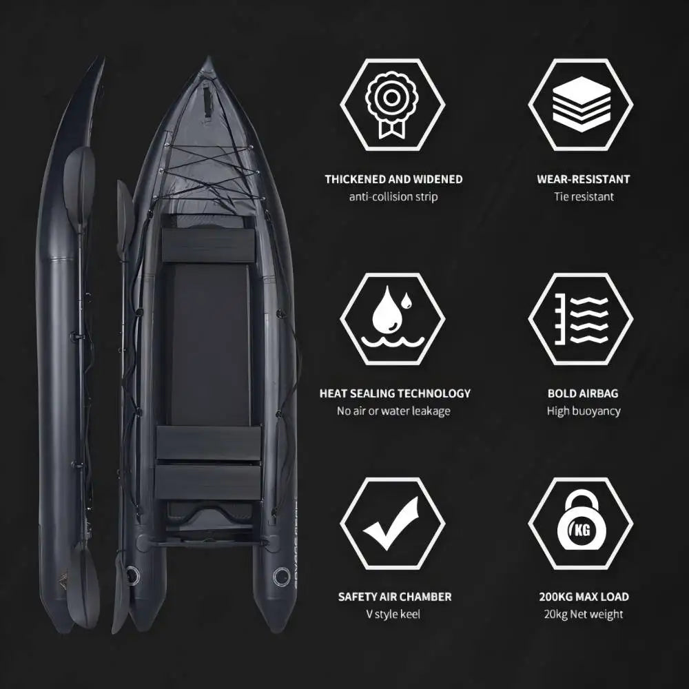 Ikuby 2 Person Inflatable Fishing Kayak PVC Boat - 130 x 43 x 11.8 Inches