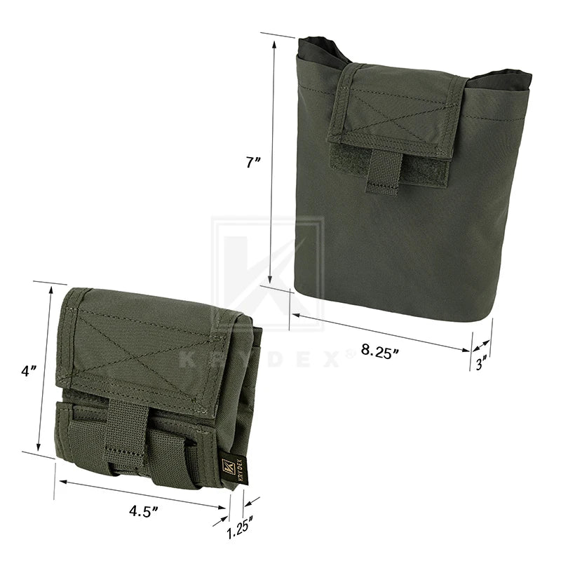 KRYDEX RANGER GREEN MOLLE Folding Dump Pouch Tactical Mag Recover Pouch Roll-up Compact Multi Purpose Accessories Utility Bag