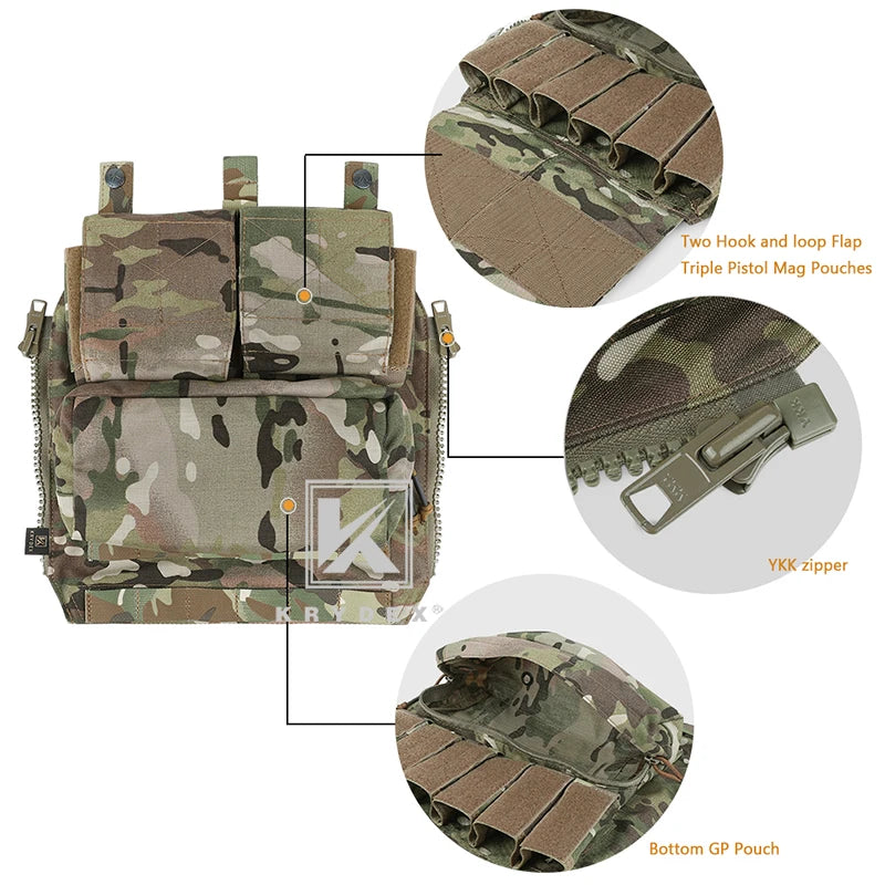 KRYDEX Tactical Zip On Backpack Panel Pouch For CPC NCPC AVS JPC 2.0 Plater Carrier Vest Coma Hunting Airsoft Combat Bag