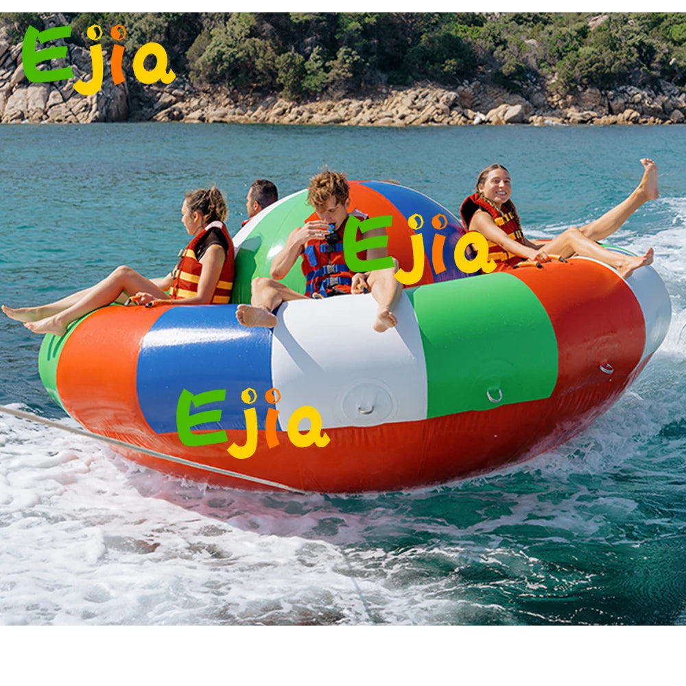 10/13ft Large Inflatable Water Spinng Boat Flying Towable Tube Water Disco Boat With Pump  For Ocean Lake Water Fun