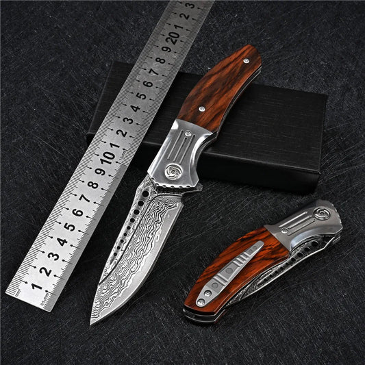 VG10 Damascus Flipper Folding Knife Tactical Outdoor Camping Survival Hunting EDC Self Defense Pocket Jackknife Navaja