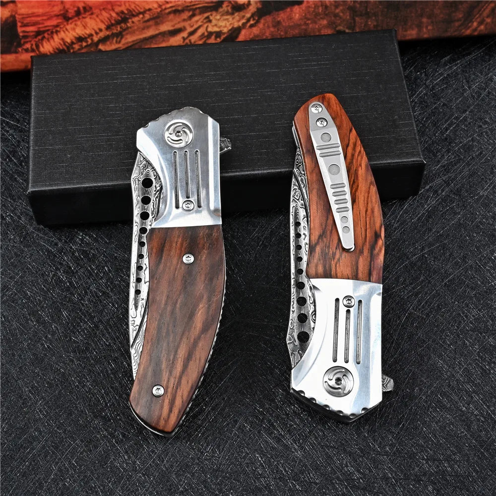 VG10 Damascus Flipper Folding Knife Tactical Outdoor Camping Survival Hunting EDC Self Defense Pocket Jackknife Navaja