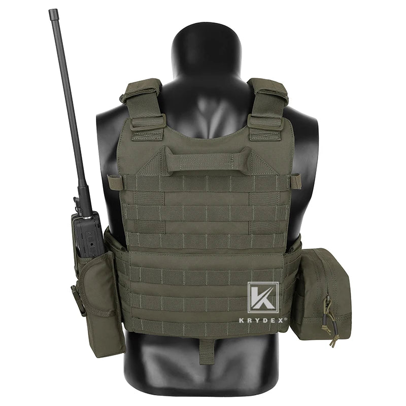 KRYDEX 500D Tactical Modular Vest W/ Triple Magazine Radio Dump Pouch For Airsoft Hunting Combat MOLLE Plate Carrier 6094 Vest