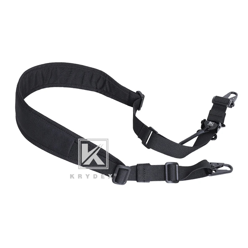 KRYDEX Tactical Rifle Sling Slingster Strap 2 Point / 1 Point 2.25" Modular Removable Padded Belt For Shooting Hunting Black