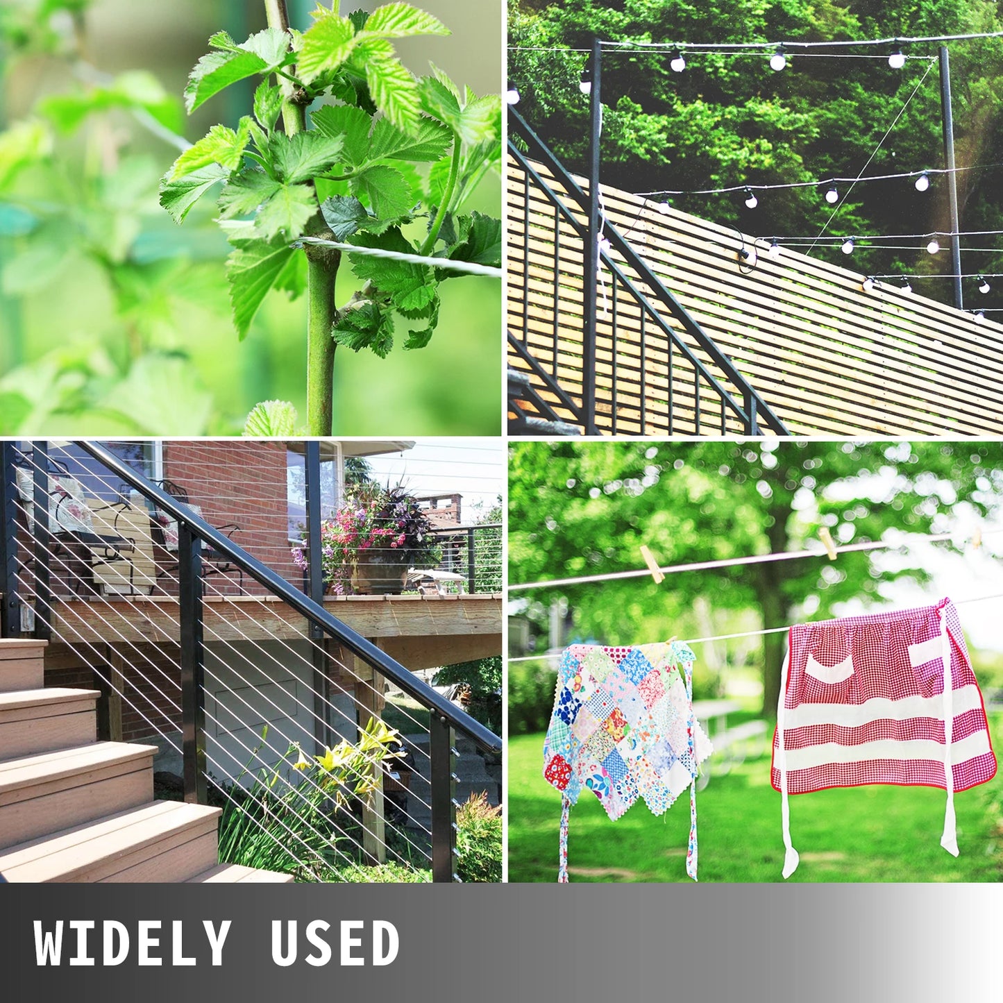 SucceBuy 152M/500Ft Wire Rope 316 Stainless Steel Strong Tension Soft Fishing Lifting Cable 7*7 Clothesline 1.5MM-3.2MM Diameter