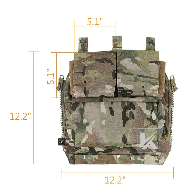 KRYDEX Tactical Zip On Backpack Panel Pouch For CPC NCPC AVS JPC 2.0 Plater Carrier Vest Coma Hunting Airsoft Combat Bag