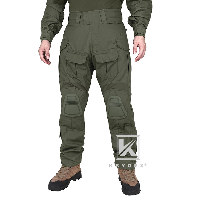 KRYDEX Tactical Combat Pants With Knee Pads For Hunting Outdoor Hiking Men Uniform Trousers Clothes