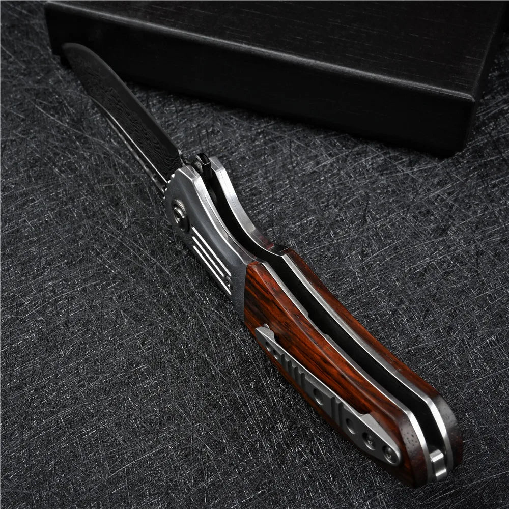 VG10 Damascus Flipper Folding Knife Tactical Outdoor Camping Survival Hunting EDC Self Defense Pocket Jackknife Navaja