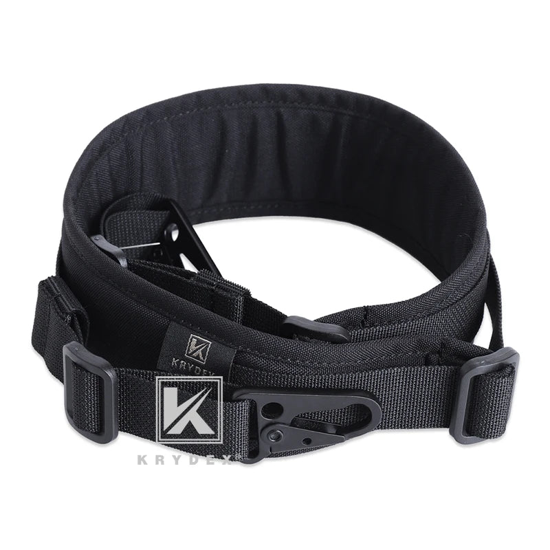 KRYDEX Tactical Rifle Sling Slingster Strap 2 Point / 1 Point 2.25" Modular Removable Padded Belt For Shooting Hunting Black