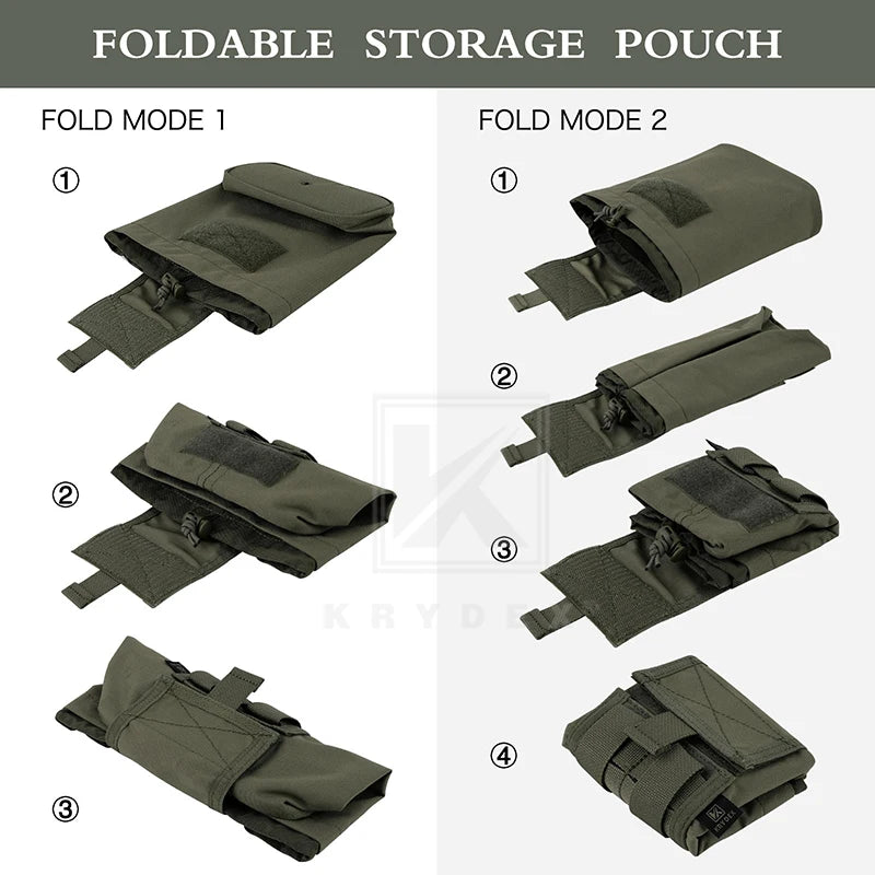 KRYDEX RANGER GREEN MOLLE Folding Dump Pouch Tactical Mag Recover Pouch Roll-up Compact Multi Purpose Accessories Utility Bag