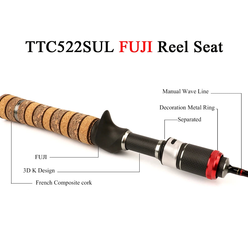 KUYING Teton SUL Super Ultralight 1.56m 5'2" Casting 1.86m 6'2" Spinning Soft Carbon Fishing Rod Lure Fish Cane Stick 0.8-3g