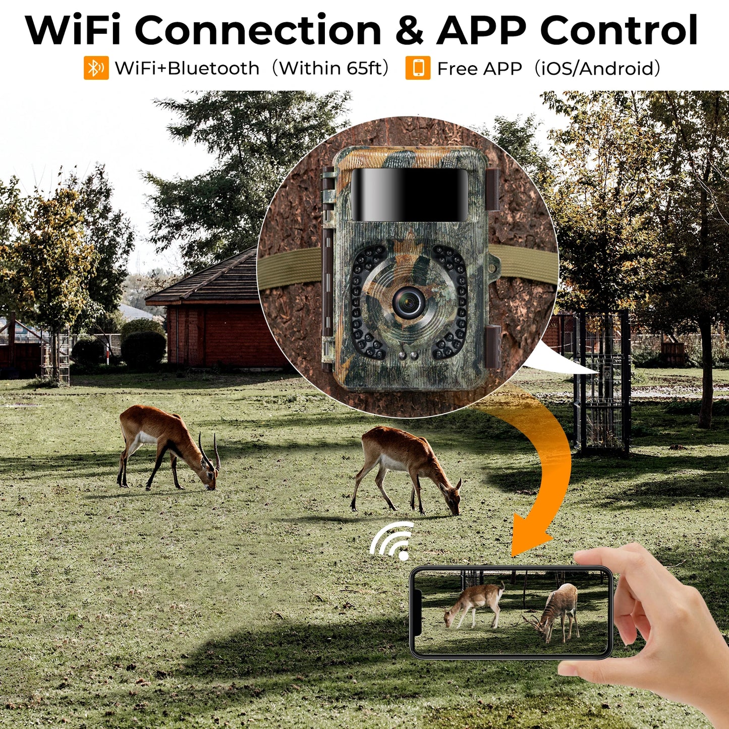 4K WiFi Trail Camera 48MP Game Camera with 0.2s Trigger 120° Detection Starlight Night Vision IP66 Waterproof Cameras For Travel