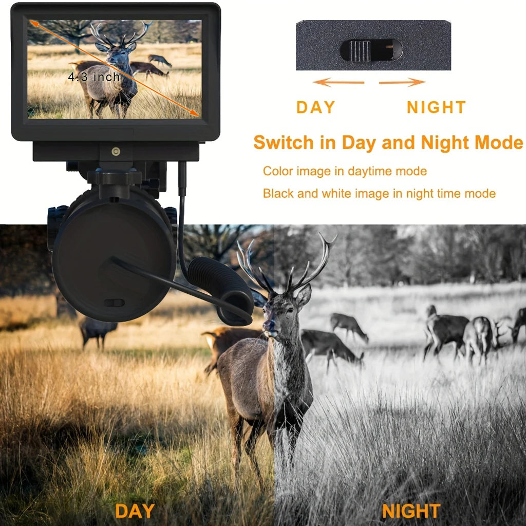 Digital Night Vision Riflescope 850nm Infrared Scope Camera HD 720P Video/Photo Recording with 4.3 inch Screen for Night Hunting