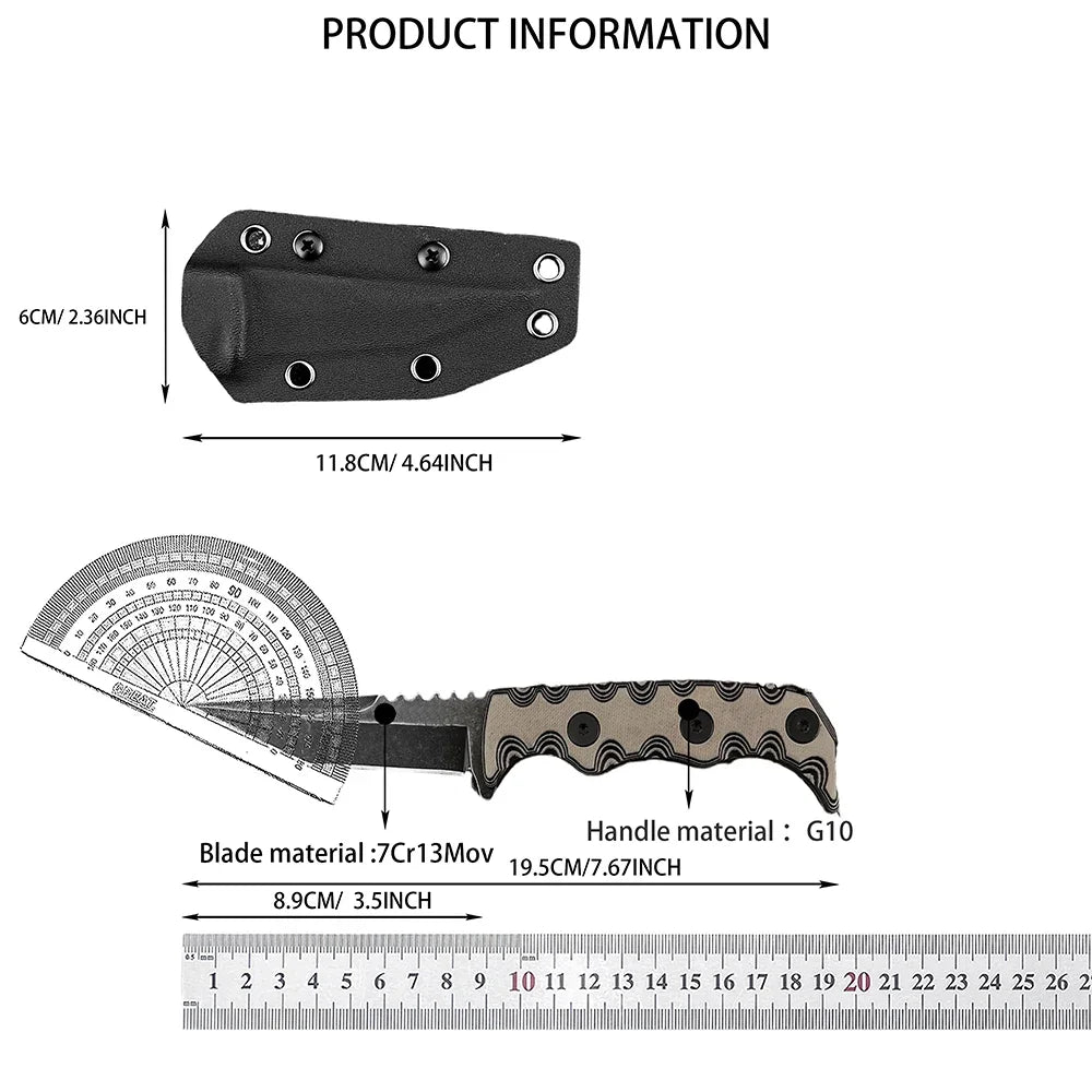 Multi-Functional Tactical Portable Wilderness Adventure Straight Knife Survival Pocket EDC Knife Outdoor Camping Hunting Knife