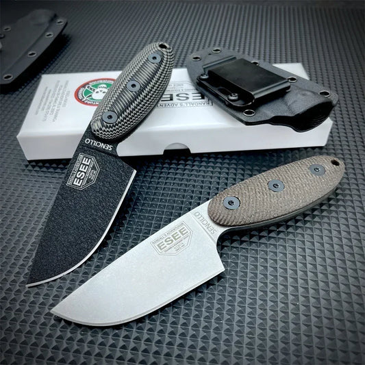 ESEE Sencillo Fixed Blade D2 Knife Durable G10 Handle Knives with Hang The Buckle Sleeve Rope Hole Outdoor Tactical EDC Knives