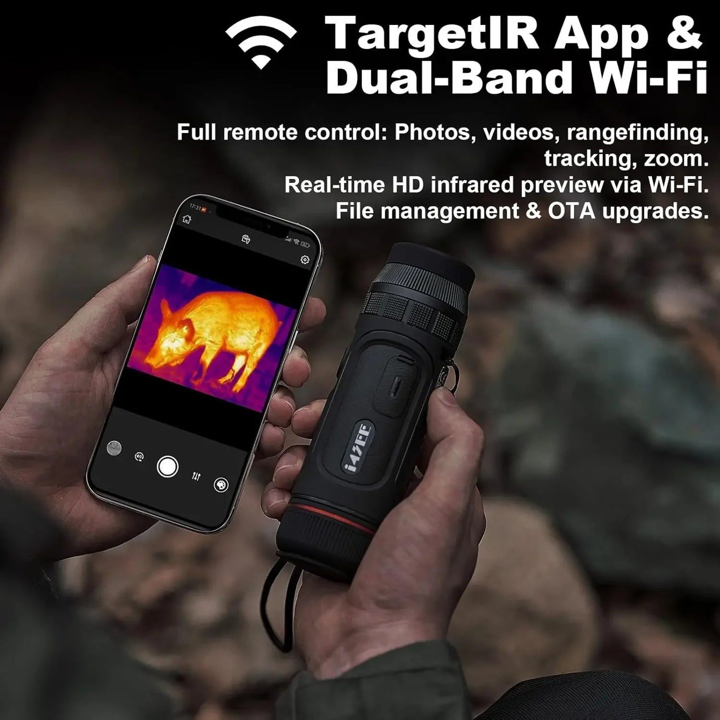 E25-384 Thermal Monocular for Hunting, 25mm Focal Lens, 384×288(50Hz) 12μm Night Vision Infrared Scope with 5-Hour