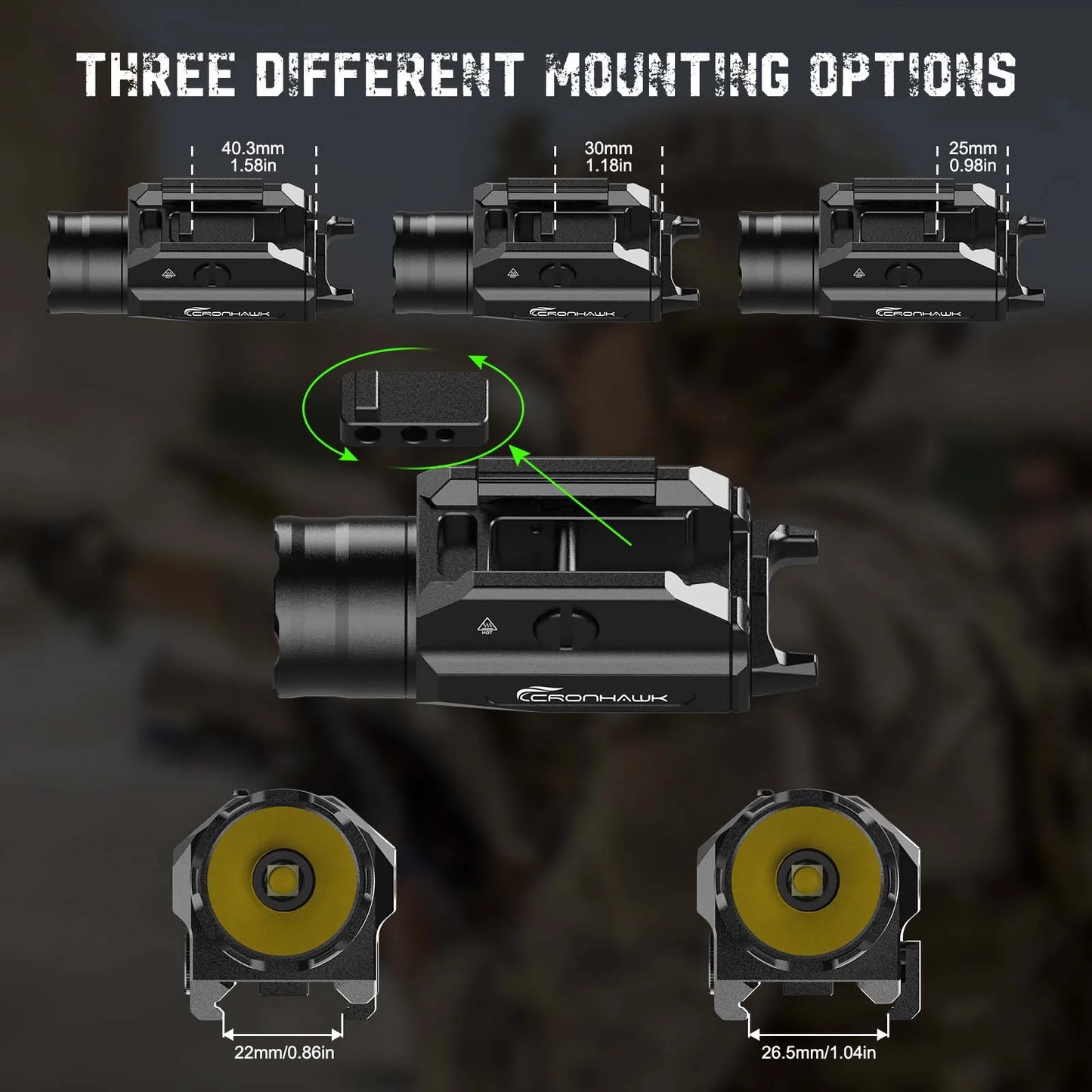 Tactical Metal Pistol Light 1350 Lumen Airsoft Weapon Light Fit 20mm Picatinny Rail Mounted Powerful Strobe Handgun Flashlight