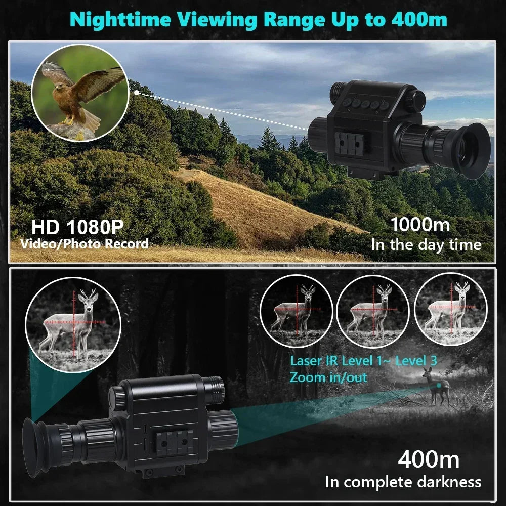 Digital Night Vision Riflescope 940nm IR Scope Sight Monocular 5X Zoom HD 1080P Video Photo 300m Night Vision for Hunting