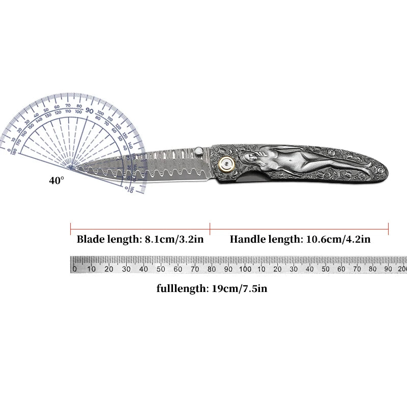 High Quality Damascus Steel Folding Pocket Knife, EDC Men's and Women's Pocket Knife, Hunting Adventure Knife, Utility Knife