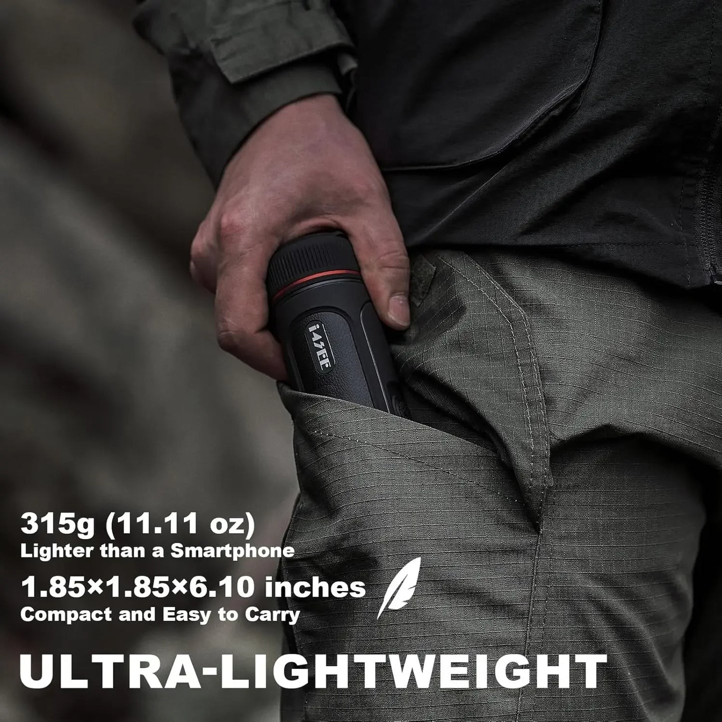 E25-384 Thermal Monocular for Hunting, 25mm Focal Lens, 384×288(50Hz) 12μm Night Vision Infrared Scope with 5-Hour