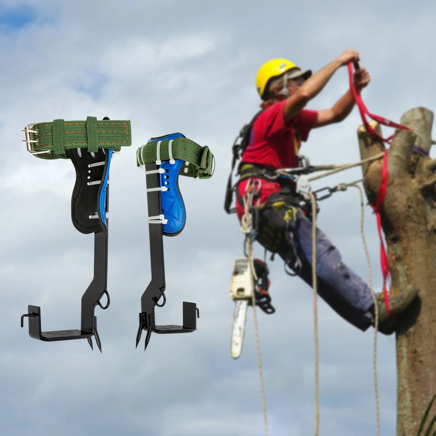 Tree Climbing Spikes Kit with Safety Belt Harness 220lbs Ergonomic Climbing Gear for Hunting Logging