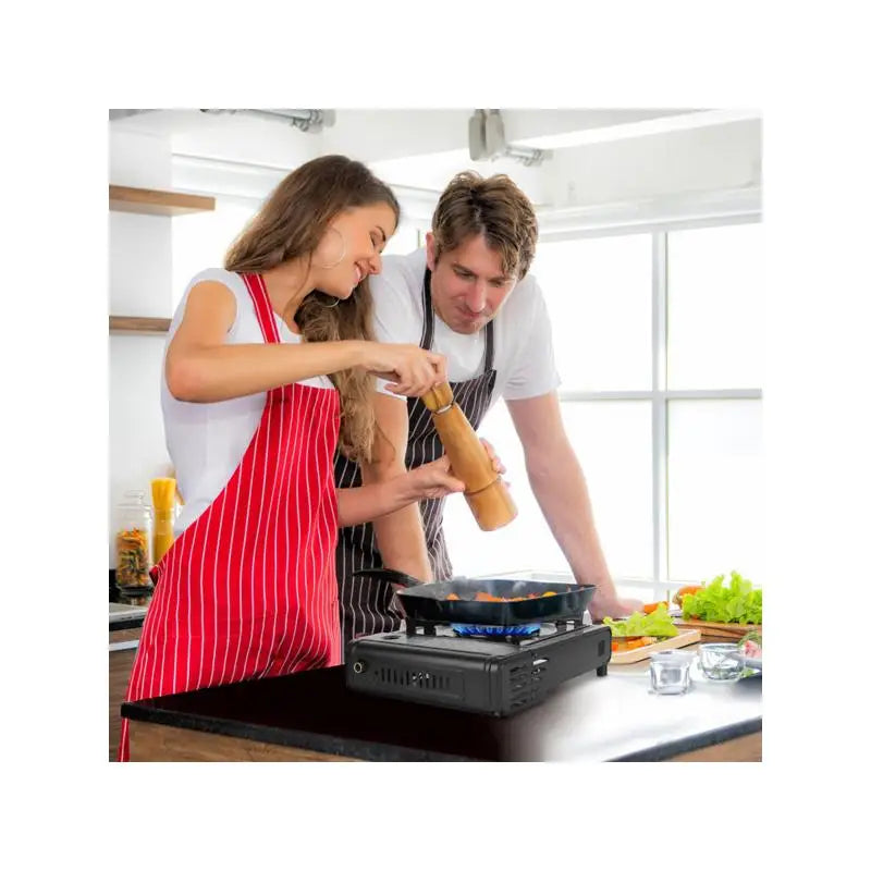 3300W Portable Butane Dual Fuel Camping Stove with Piezo Ignition, Automatic Tank Ejection, Overpressure Cut Off, Carry Case