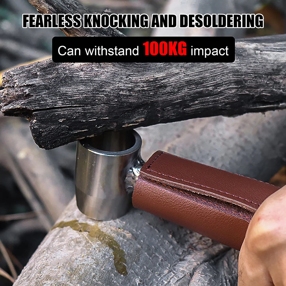 Hand Auger Wood Drill with Leather Case Mini Manual Wood Drill Multifunctional Outdoor Wood Punch Tool for Outdoor Camping