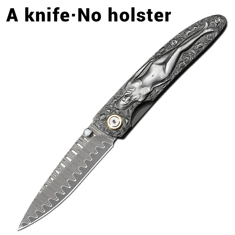 High Quality Damascus Steel Folding Pocket Knife, EDC Men's and Women's Pocket Knife, Hunting Adventure Knife, Utility Knife