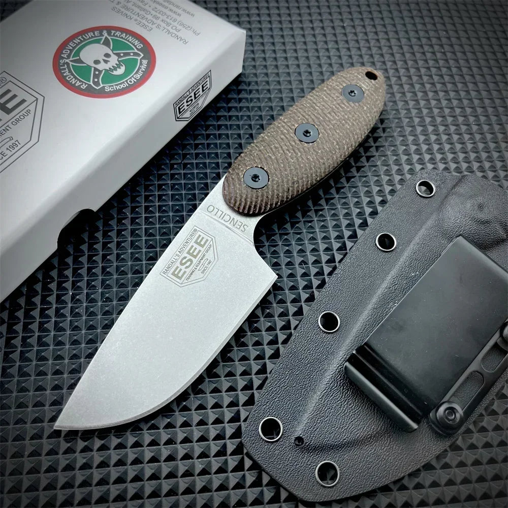 ESEE Sencillo Fixed Blade D2 Knife Durable G10 Handle Knives with Hang The Buckle Sleeve Rope Hole Outdoor Tactical EDC Knives