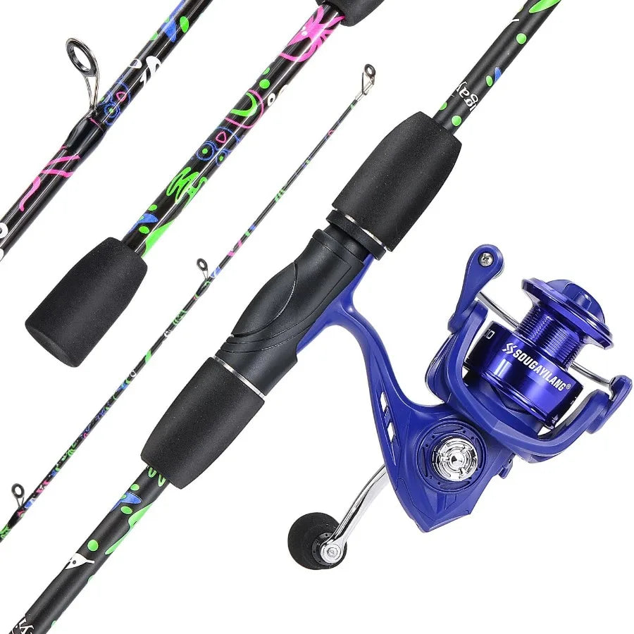 2Piece 6Foot Graphite and Fiberglass Fishing Rod Combo with AntiReverse Spinning Reel for Freshwater and Saltwater Angling Idea
