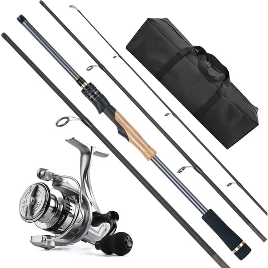 4Piece Carbon Fiber Spinning Rod and Reel Combo for Travel Fishing 7ft Lightweight Braided Line Fishing Setup with Carry Bag Id
