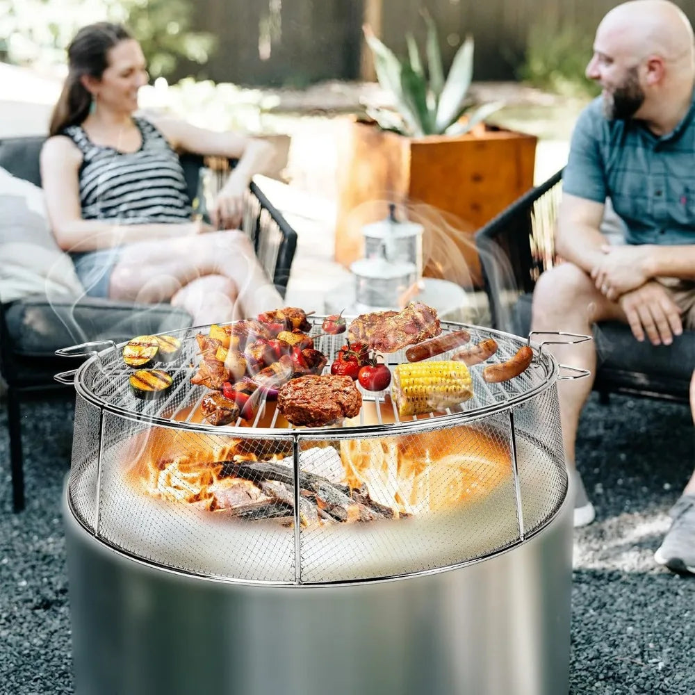 Fire pit shield and cooking grate for Yukon 27 ", 304 stainless steel spark screen cooking grate for Yukon solo stoves