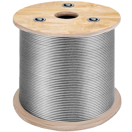 SucceBuy 152M/500Ft Wire Rope 316 Stainless Steel Strong Tension Soft Fishing Lifting Cable 7*7 Clothesline 1.5MM-3.2MM Diameter