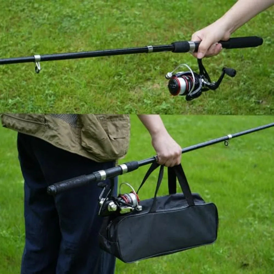 Fishing Pole Combo Set 2.1m 6.89ft with 145pcs Fishing Accessories Kit Collapsible Rods and High Speed Spinning Reel for Freshw