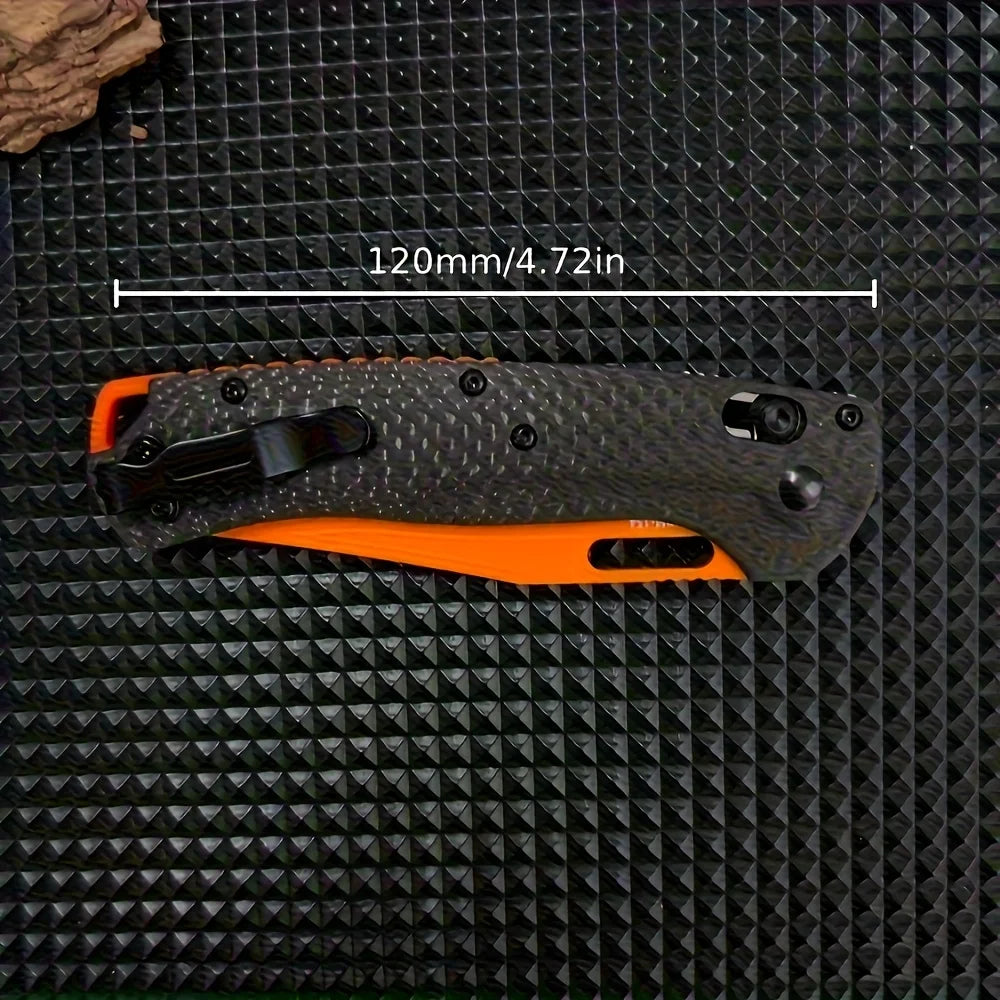 Multi functional folding knife, durable orange D2 steel blade, carbon fiber handle, men's gift, knife enthusiast collector