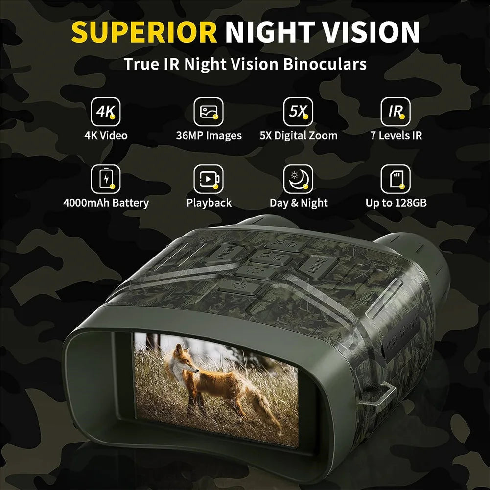4K Night Vision Binoculars Device 5X Digital 800m Full Dark Infrared Telescope Goggles For Hunting Camping Video Record