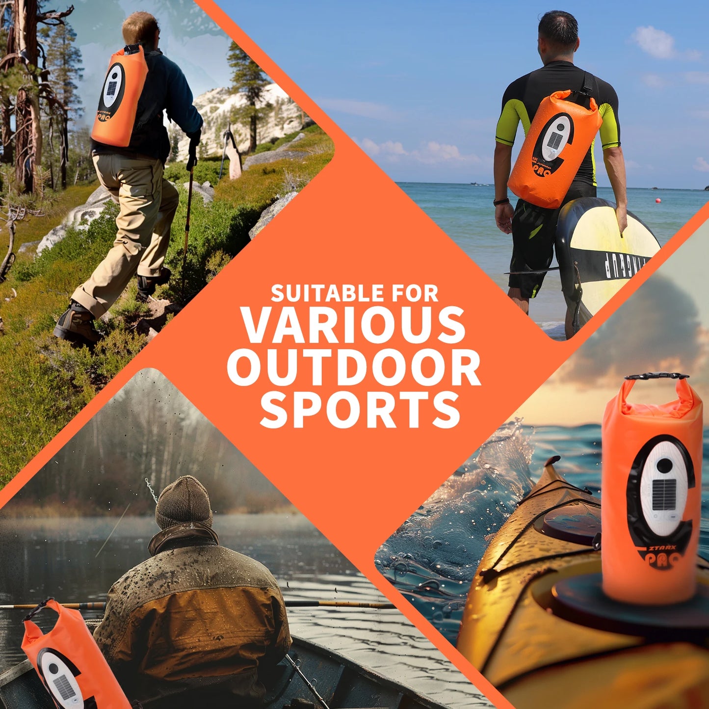 SELORSS Solar/Battery Powered Waterproof Hiking Camping Backpack Outdoor Climbing Sport Bag with Bluetooth Speaker ,Big Capacity