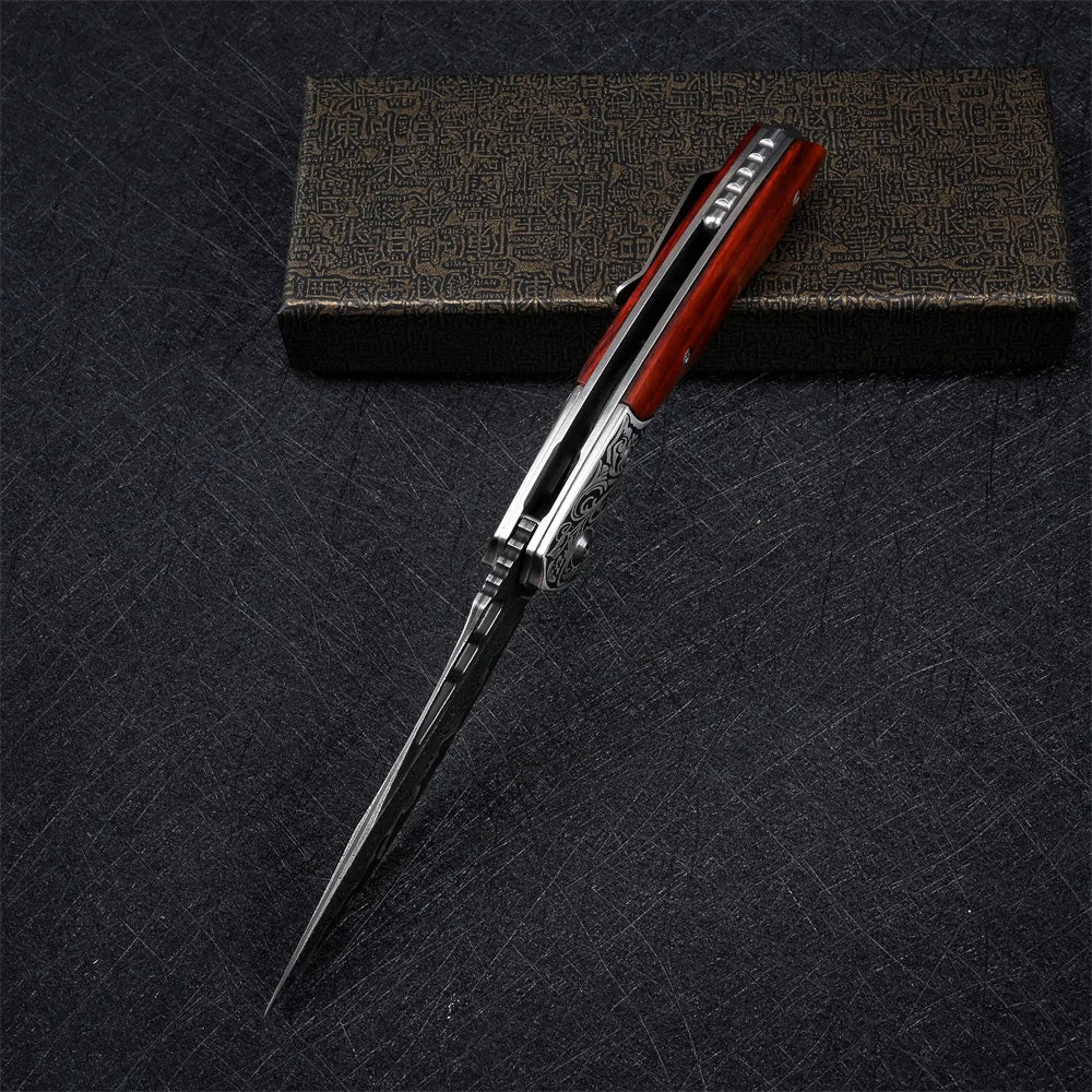 SDOKEDC VG10 Damascus Pocket Knives for Men Utility Flipper Tactical Folding Knife For Camping Survival Hunting Fishing And EDC