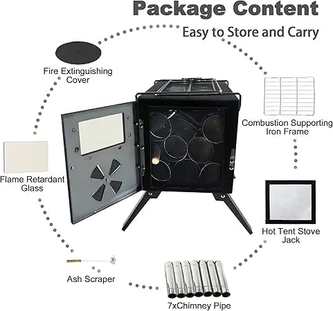 Outdoor Portable Wood Burning Stove, Heating Burner Stove for Tent,Camping, Ice-fishing, Cookout, Hiking, Travel