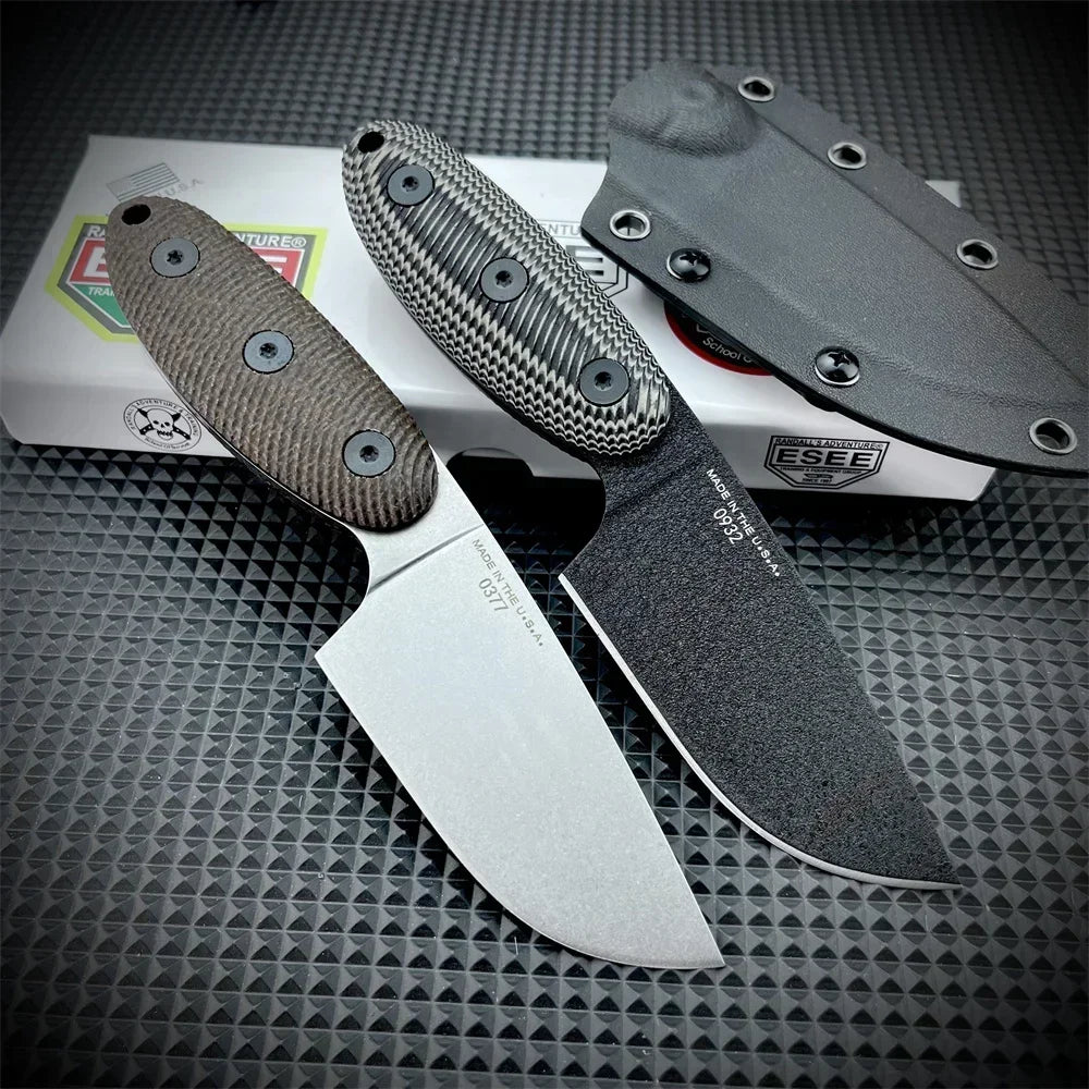 ESEE Sencillo Fixed Blade D2 Knife Durable G10 Handle Knives with Hang The Buckle Sleeve Rope Hole Outdoor Tactical EDC Knives