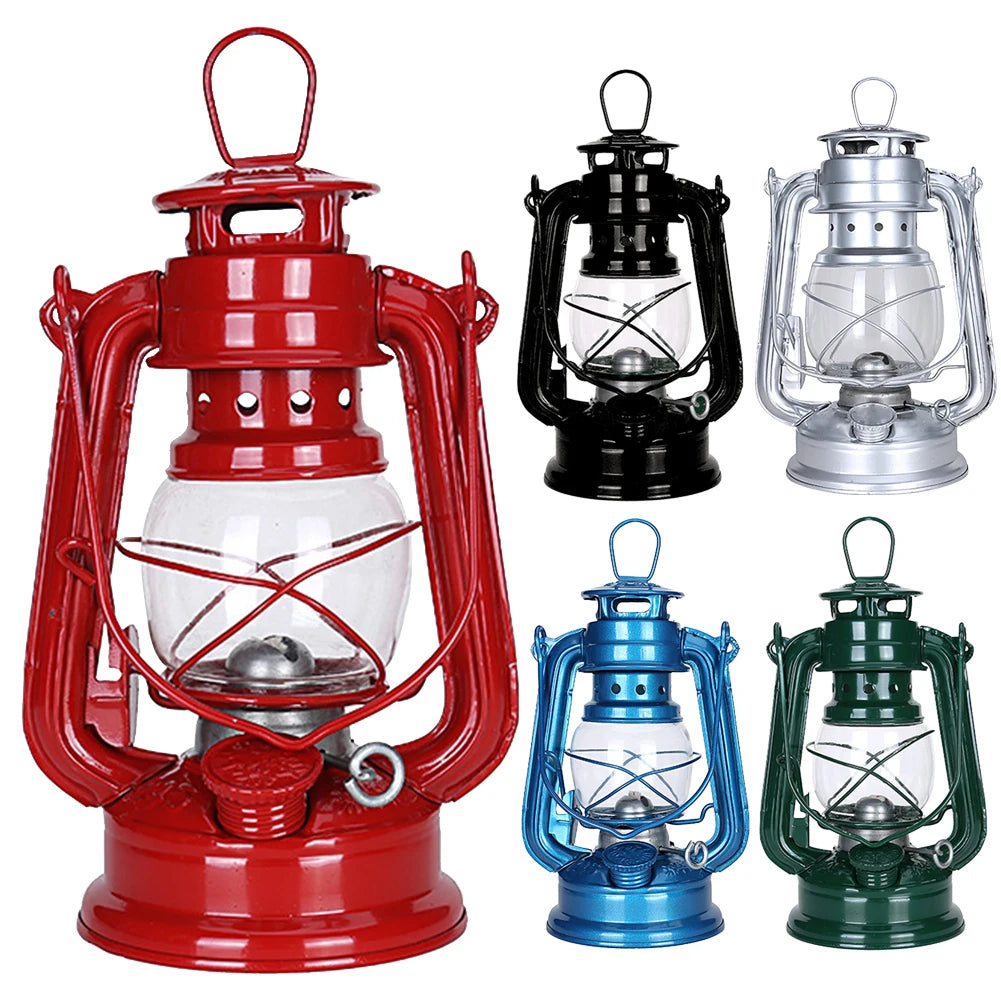 2-1pcs Retro Fuel Camping Lanterns Portable Metal Kerosene Vintage Camp Lamp Hurricane Table Lamps with Handle Yard Tent Light