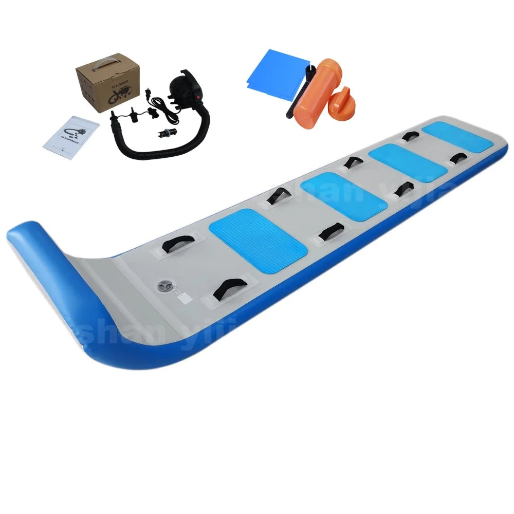 Foldable Pvc Towable Snow Tube Winter Sports Inflatable Toboggan Drop Stitch Snow Sled With Handles  For Adult  Kids Outdoor Fun