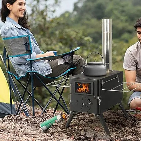 Outdoor Portable Wood Burning Stove, Heating Burner Stove for Tent,Camping, Ice-fishing, Cookout, Hiking, Travel